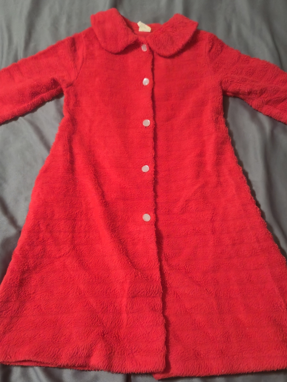 Vintage Sears Toddlers Long Coat/robe Size 2-3 Sherpa Red Flame Resistant Light